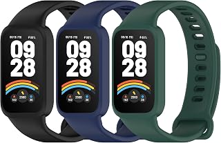 3 Piezas Redmi Smart Band 3 Correas, Colorido Suave Silicona Reloj Recambio Brazalete Impermeable Correa Compatibles con Xiaomi Smart Band 9 Active Pulseras
