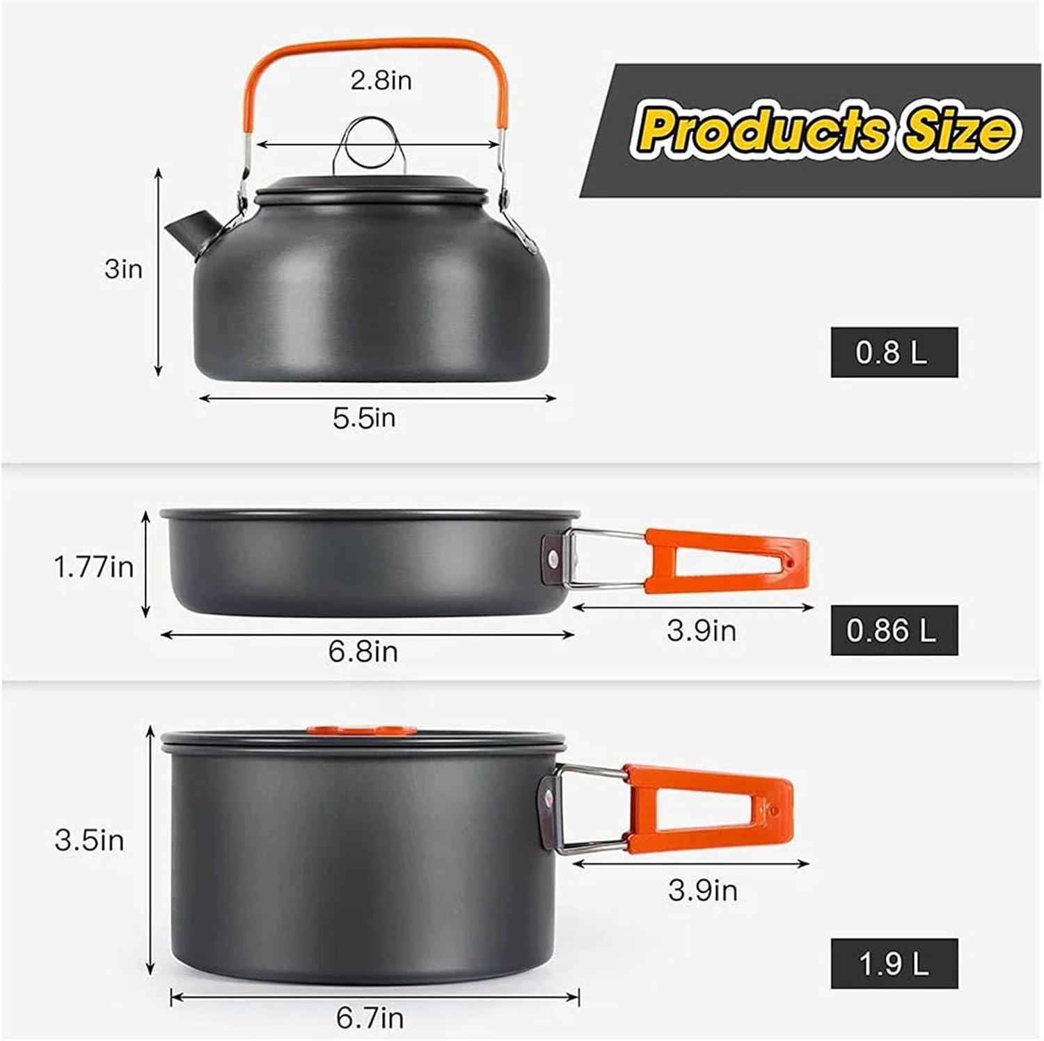 Camping Cooking Set Cookware Travel Tableware Outdoor Picnic Teapot for 2-3 Peaple Non-Stick Pots Assorted Sets