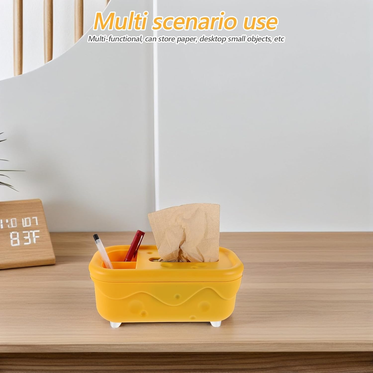 Alipis Multifunctional Yellow Tissue Box Holder with Convenient Design, Pp Material Napkin Dispenser Box for Kitchen and Living Room, Simple and Minimalist Style Tissue Storage Organizer