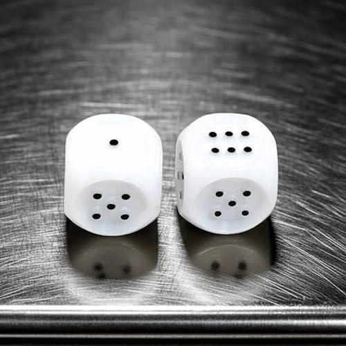 Miniatura 5 de Dados táctiles blancos con puntas negras elevadas D6 de 0.787 in (25/32 pulgadas), paquete de 2 dados Koplow Games