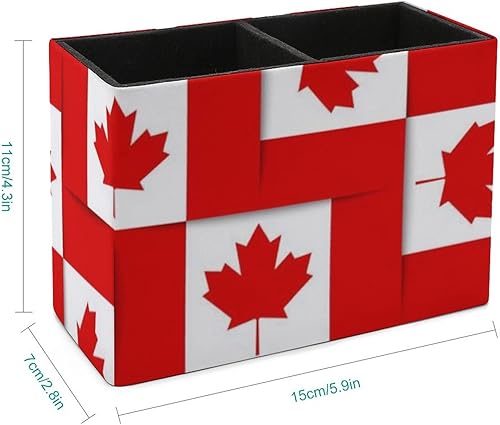 Miniatura 2 de Portalápices con bandera canadiense de Canadá, organizador de oficina, con dos compartimentos, color negro