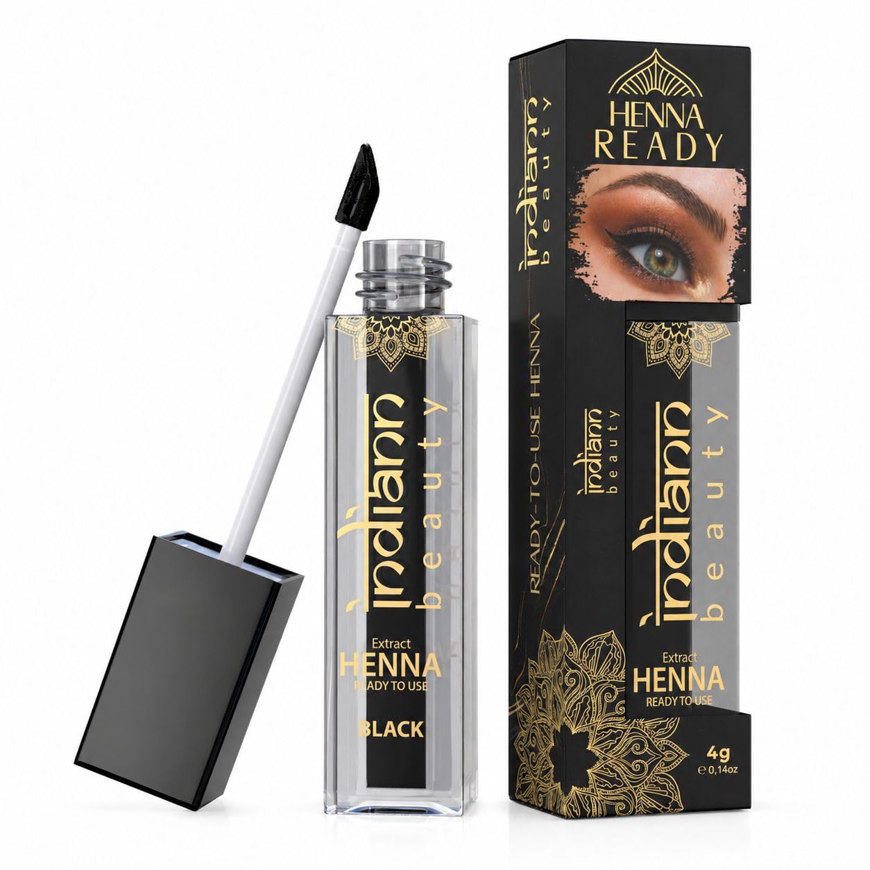 Henna Eyebrow Tint, Light Brown - Ready-to-Use Liquid Henna Brow Dye, Lasts 5-10 Days, No Mixing Required, Precision Brush Applicator, Vegan, Ammonia-Free, Cruelty-Free, 4g (0.14oz)