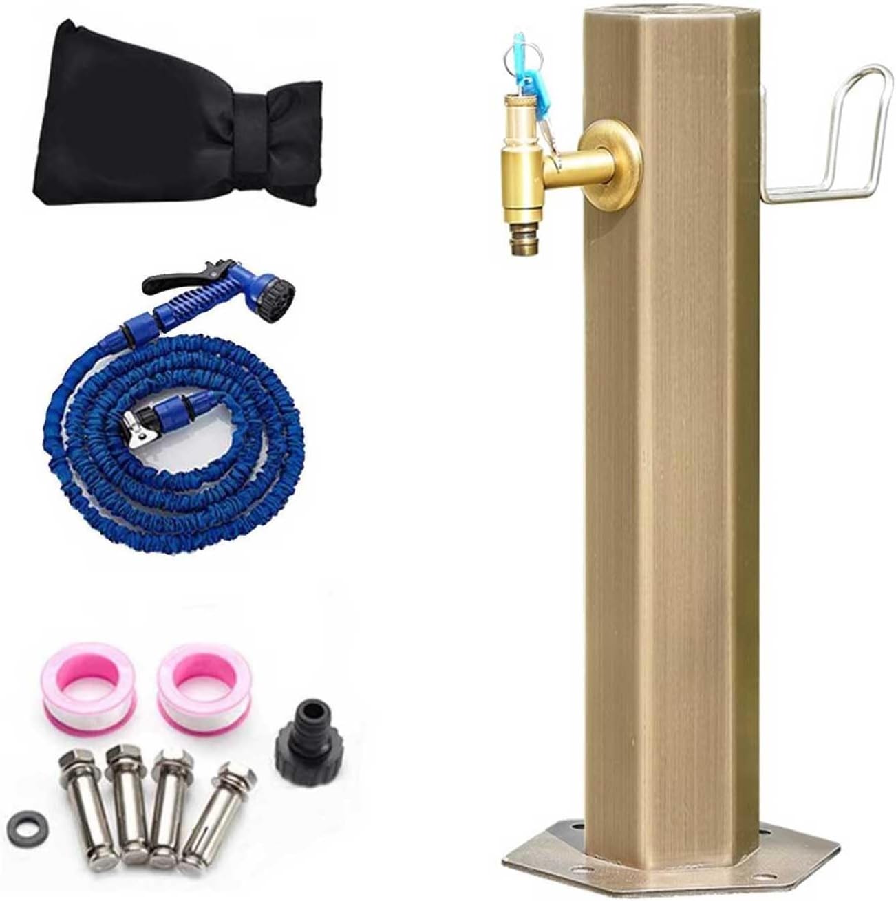 304 Stainless Steel Garden Water Column with Lock Faucet - Freestanding Antifreeze Yard Hydrant for Efficient Irrigation & Washing (34"x4") - Durable Outdoor Watering Solution