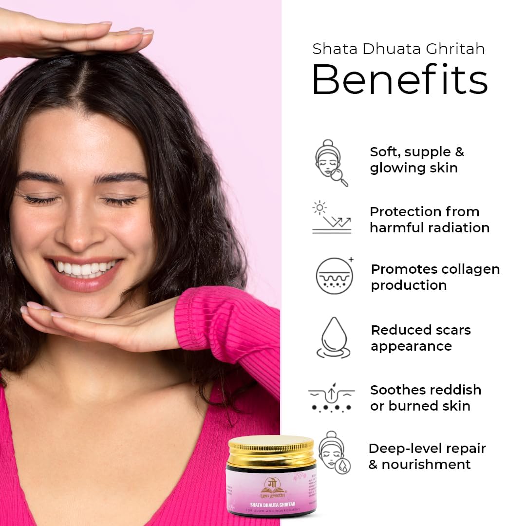 GauGranth Shata Dhauta 40g & Kumkumadi Oil 30ml And Glow Skin Navel Oil 15ml - Combo |Nourishing Hydrating|Wrinkles, Whitening, Lightening| Relief From Stress 2