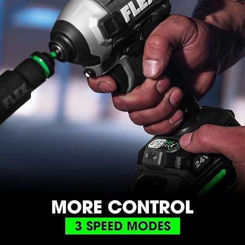 Miniatura 4 de FLEX FX1371A-1H - Controlador de impacto hexagonal sin escobillas de 24 V, sin escobillas, de 14 de pulgada, 2,500 en libras, kit multimodo con