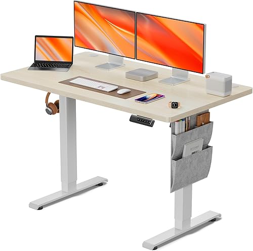 AMADA HOMEFURNISHING Escritorio de pie, escritorio de pie de 48 x 24 pulgadas, altura ajustable, escritorio eléctrico de pie, escritorio de pie para
