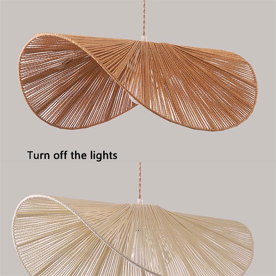 Unique Bohemia Light Shades Kitchen Island Drop Ceiling Light Large Hemp Rope Coastal Natural Hanging Lamp Ceiling Mounted Light to Decor Living Room,Dining Bedroom/Natural
