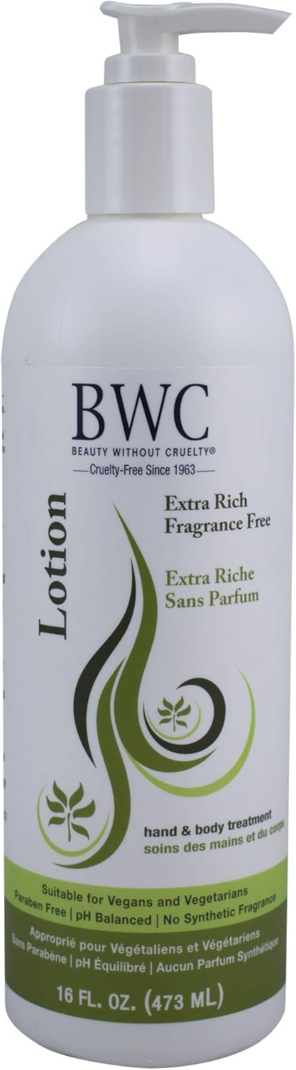 Beauty without Cruelty Extra Rich Fragrance Free Hand and Body Lotion – 16 fl oz