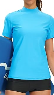 PERSIT Women’s Breeze UPF 50+ Rashguard Short Sleeve Shirts Swim Shirt Active Outdoor Top with Hidden Zip Pocket