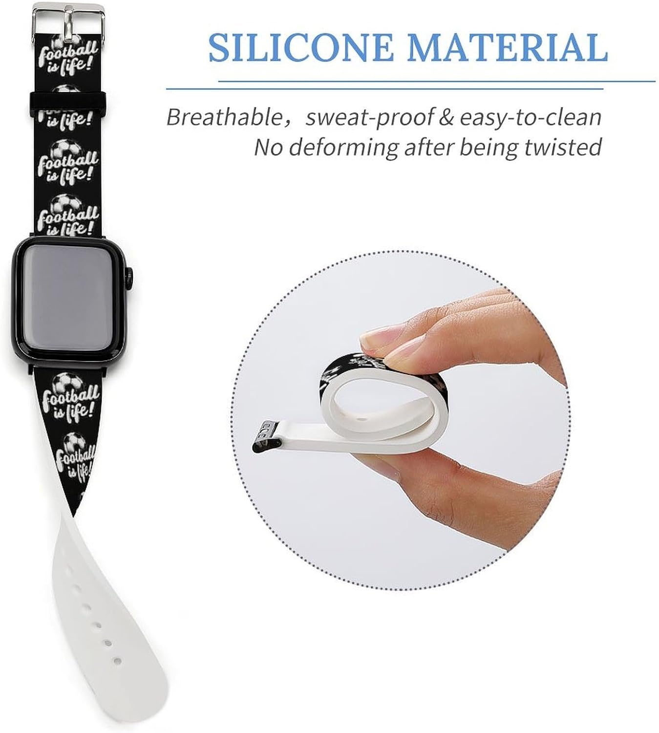 Football Is Life Funny Watch Band Quick Release Replacement Watch Straps for Men Women