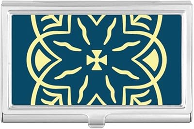 Blue Talavera Style Decorative Pattern Business Card Holder Case Pocket Box Wallet