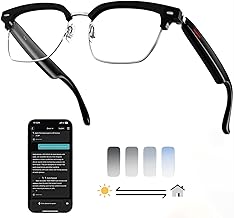 AI Smart Wireless Bluetooth Translation Glasses for Men/Women with Speakers/Bluetooth&140+ Languages Translation Sports/Travel/Drive/Busniess (E8+AI+Color Change Lenses+Silver)