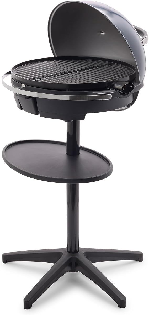 Parrilla y plancha eléctrica portátil para interior y exterior 2 en 1, color azul marino