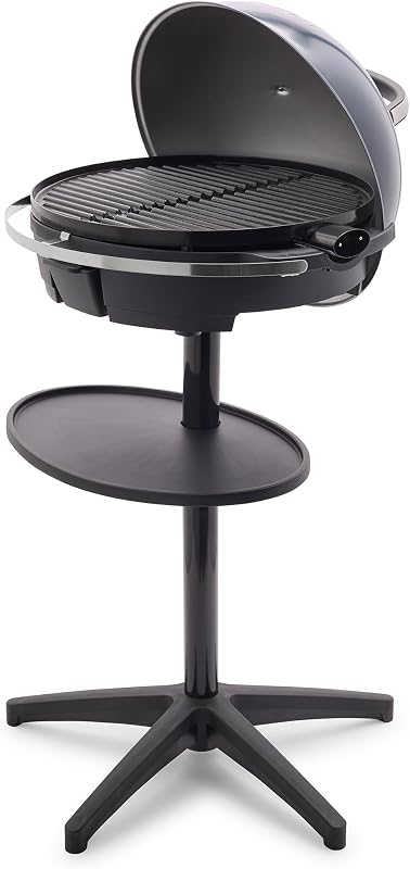 Parrilla y plancha eléctrica portátil para interior y exterior 2 en 1, color azul marino