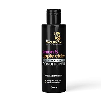 The Wolfman Anti Hairfall Conditioner for Weak & Damaged Hair | Onion & Apple Cider | Nourishes & Repairs the Hair Shaft | Strong, Soft & Shiny Hair | Vegan, Sulphate Free, 200ml.