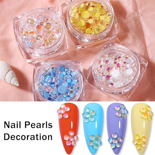 Mermaid Gradient Candy Colors Round Glass Crystal Beads 3D Nail Art Rhinestones Diy Flatback Acrylic Stones Decorations 4Boxs #TOP5