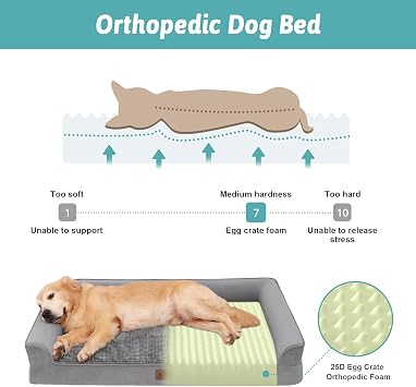 COZY KISS Orthopedic Dog Bed Washable for Extra Large Dogs, XL Grey