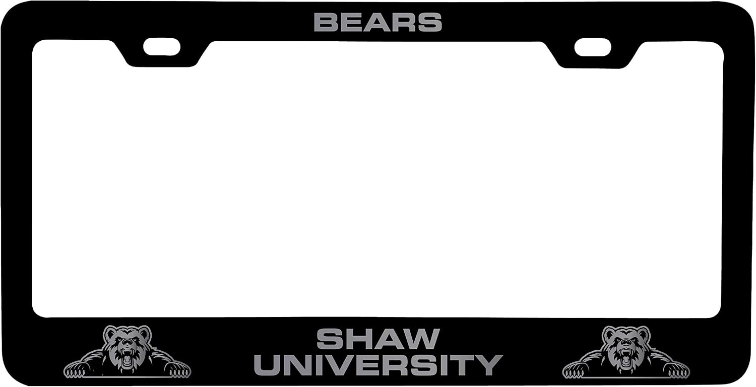 Shaw University Bears Etched Metal License Plate Frame White Officially Licensed Collegiate Product