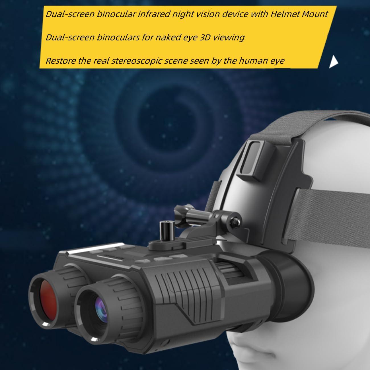 Night Vision Goggles Binoculars Helmet Mounted, 3D Digital Infrared Night Vision Binoculars Scopes Head Mount with 32GB TF Card 8X Digital Zoom Built-in Dual Screen 4K Ultra HD Save Photo & Video