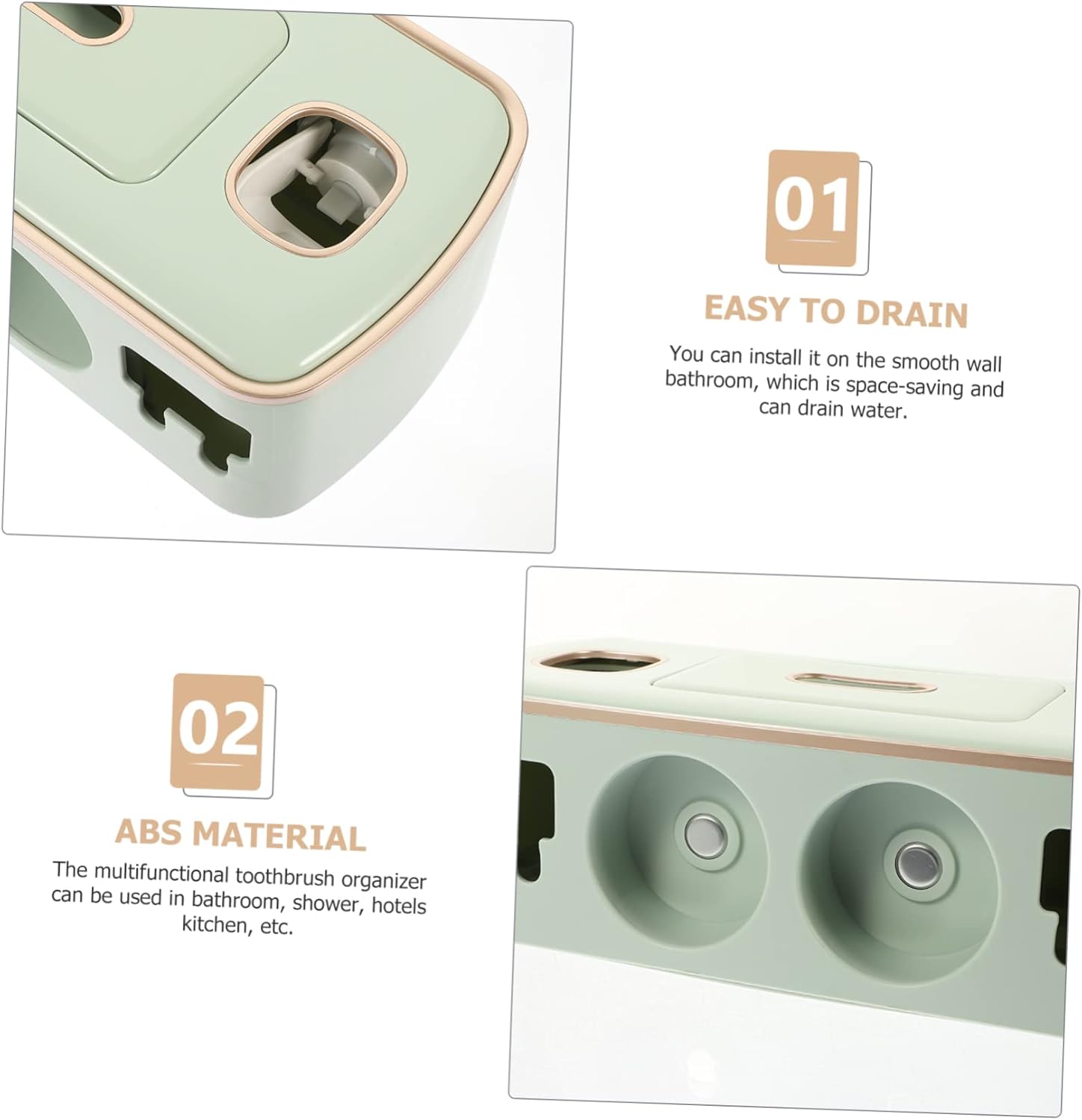 Wall Mounted Toothbrush Holder Drawer Automatic Toothpaste Dispenser Multi-Function Bathroom Organizer for Toothbrushes and Cups Easy to Install Suitable for Family Use