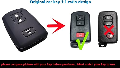 Miniatura 3 de Funda de goma de silicona para llavero compatible con Toyota 4Runner C-HR Highlander Land Cruiser Prius C Prius V RAV4 HYQ14FBA (negro rosa)