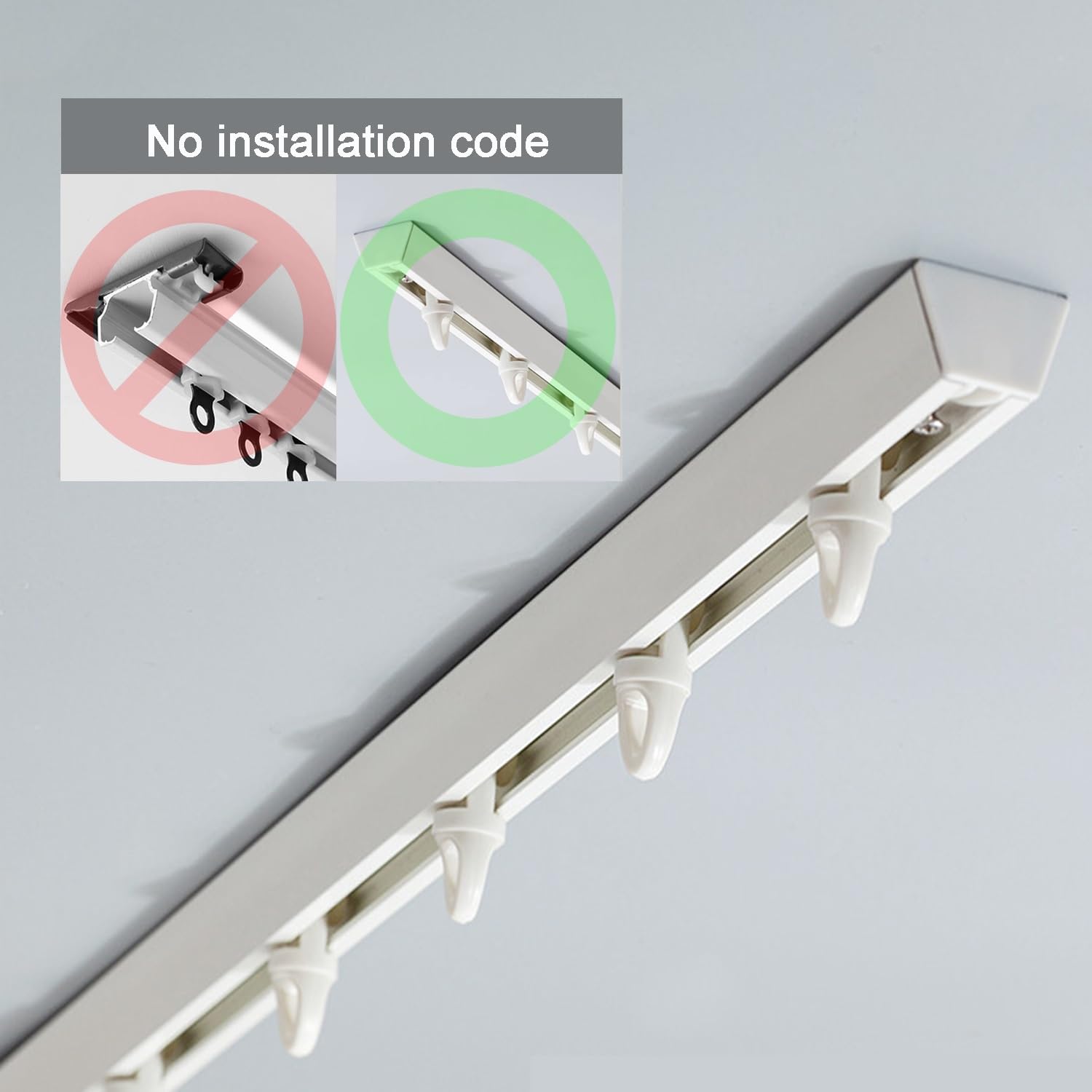 Curtain Track Ceiling Curtain Track Heavy Duty Aluminium Alloy Ceiling Curtain Track System for Room Divider RV Curtain Bedroom Living Room Hidden Ceiling Track(White,4.3 ft)