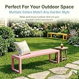 Modern Backless Metal Garden Park Benches for Outside, Multicolor Thin Lounge Bench, Waterproof Indoor/Outdoor Patio Furniture Long Chair for School Yard Lawn.(Yellow,100 cm/39.4 in)