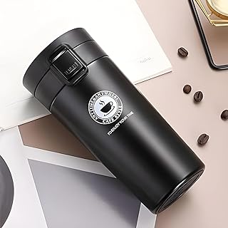 Coffee Mug Double Wall Stainless Steel Tumbler Vacuum Flask Bottle Thermo Tea Mug Travel Mug with Flip Lid, Mesh Filter,Ke Price In India
