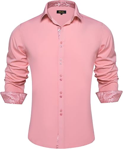 DiBanGu Men's Dress Shirt Long Sleeve Casual Button Down Shirts Regular Fit Inner Contrast Shirt for Business Party - 75% off