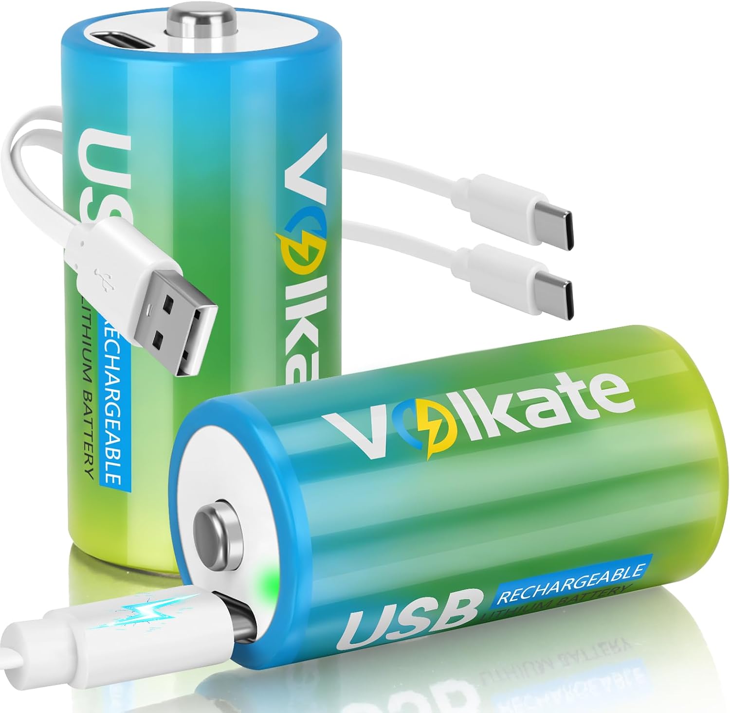 USB Rechargeable Lithium C Batteries 2 Pack