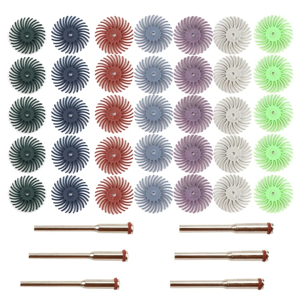 41pcs 1Inch Radial Bristle Disc Kit Abrasive Brush 1/8" 3 2.35mm Shank Detail Polishing Wheel for Rotary Tool Accessories