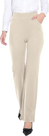 ZTN Womens High Waist Pull-On Dress Pants Tummy Control Pants for Work Business Casual Office Trousers 4 Pockets