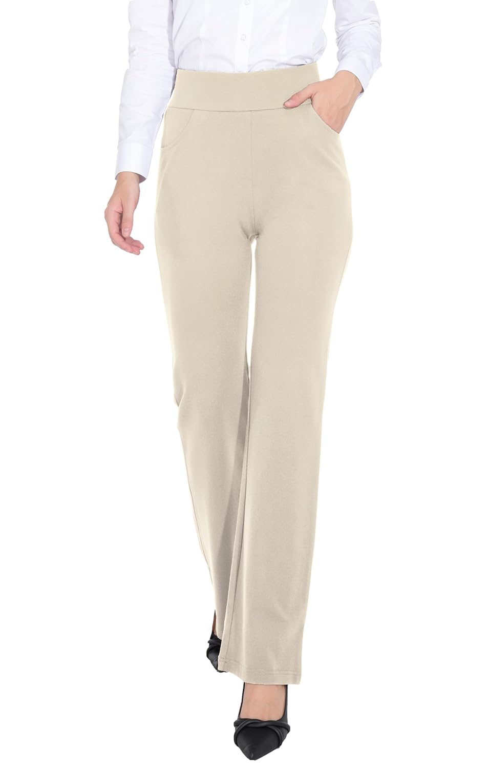 ZTN Womens Bootcut Dress Pants Regular Fit Tummy Control Pants Pull On Career Pants for Work Business Casual