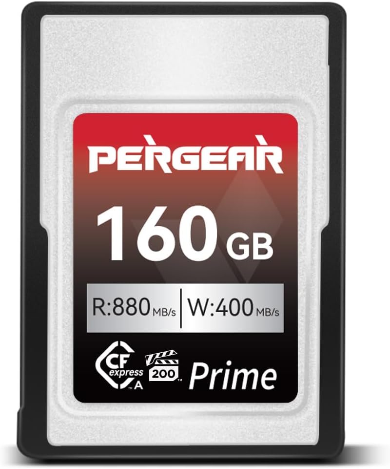 Pergear Professional 160GB CFexpress Type A Memory Card, Up to 880MB/s Read Speed & 900MB/s Write Speed for 4K 120P,8K 30P Recording