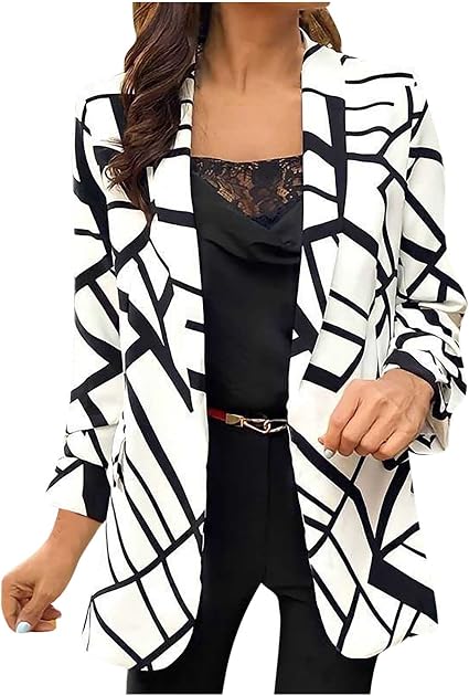 Blazer Femme Élégant Onsoyours Manches Longues Vintage Slim Fit - Veste Costume Bureau Imprimé Tie Dye
