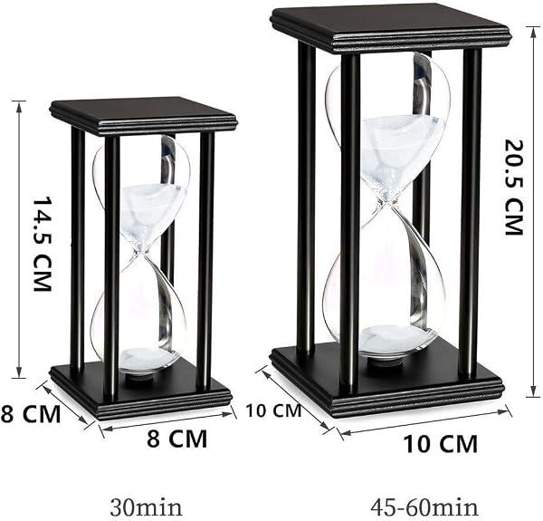 Newbought Minuteur Sablier pour 60 Minutes Timer 60 Minutes Décoration pour Chambre d'enfants Anniversaire Table Basse de Thé Étagère à Livres Jeu Scolaire Ornement Cadre en Bois L'horloge Blanc - 2