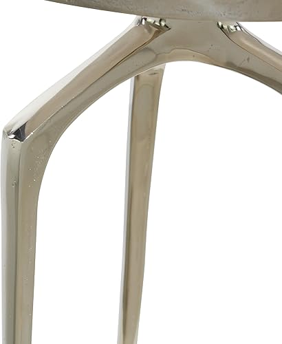 Miniatura 50 de Deco 79 Mesa auxiliar de metal de aluminio inspirada en la bandeja superior con 3 patas de trípode, mesa auxiliar de 16 x 16 x 25 pulgadas, color