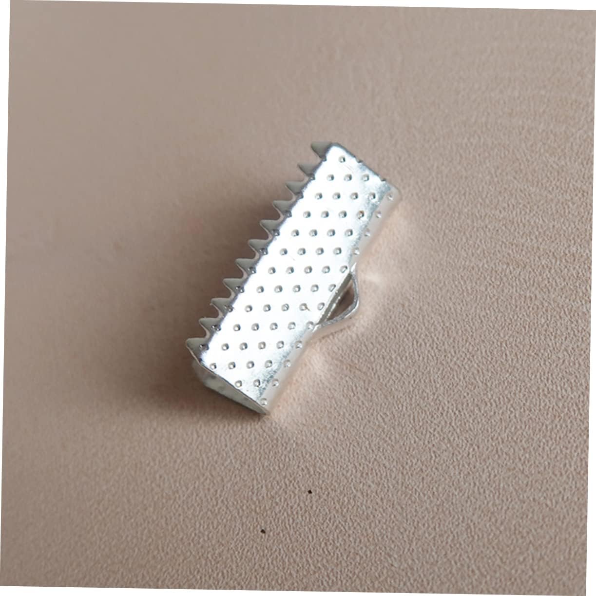 100pcs Metal Plated Ribbon Ends and Crimp Fasteners for Jewelry Making Textured Silver Clamps for Cord Ends Crafts and Accessories