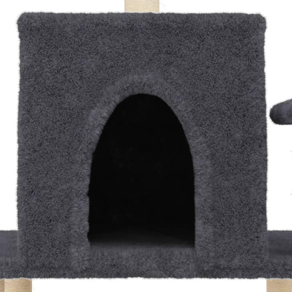 Homgoday Tiragraffi per gatti con tiragraffi in sisal, grigio scuro, 122 cm, torre tiragraffi multilivello con scala e condomini, centro attività per gatti da interno