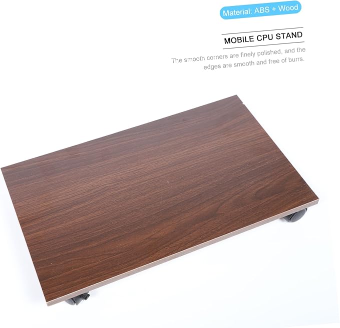Soporte móvil para CPU con ruedas ajustable de madera para torre miniatura 4