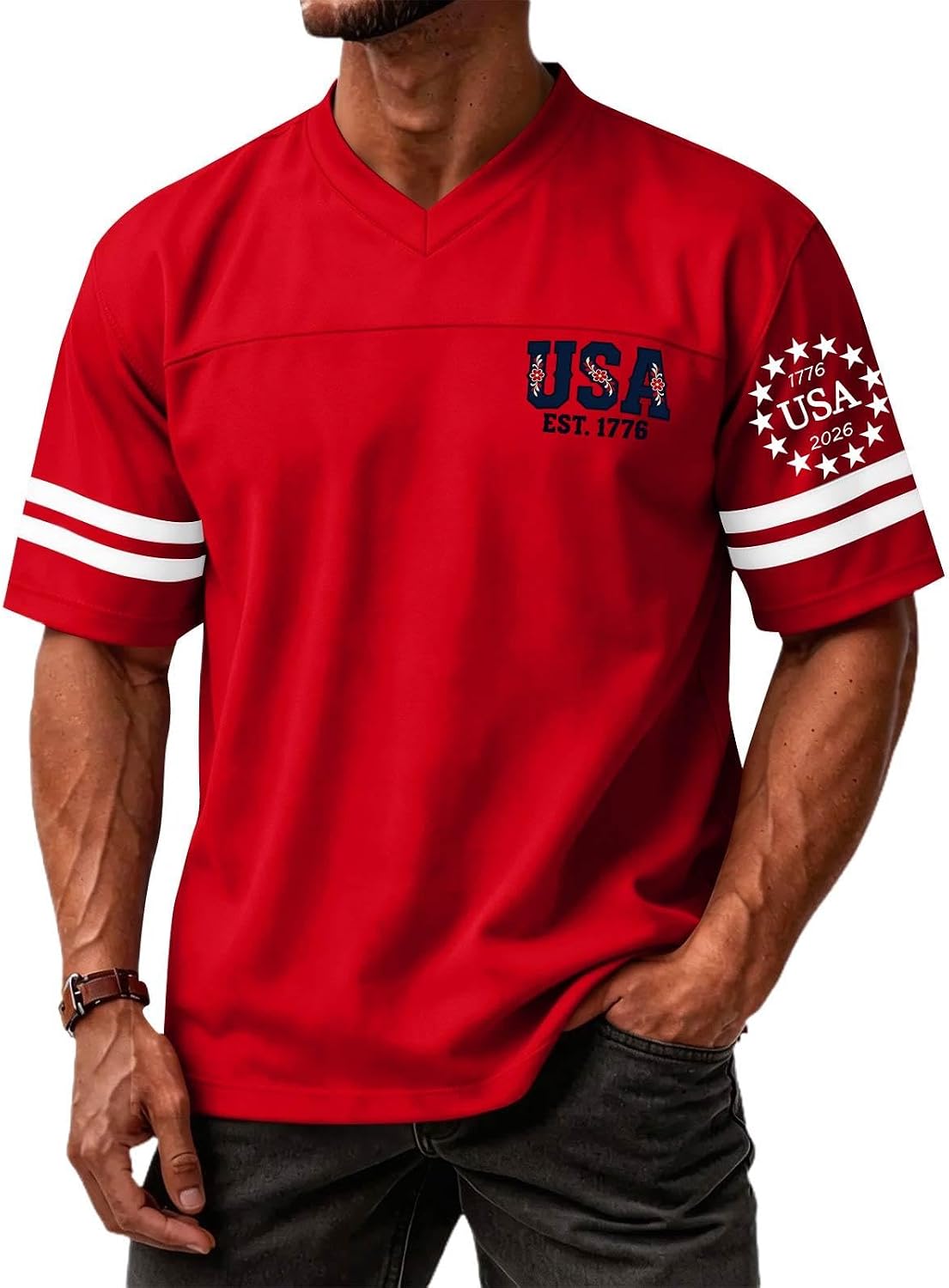 RTRDE Men's 250th T Shirt Short Sleeve 4th of July USA Flag Print Patriotic We The People Tshirt, S-3XL