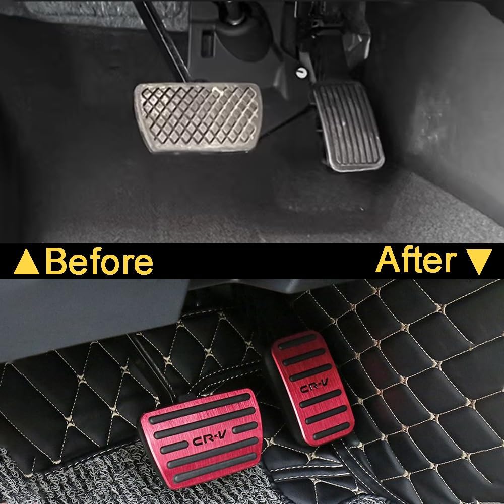 Auto Aluminum Pedal Covers Set for Honda CRV 2017-2025 No Drill Anti-Slip Brake & Gas Pedals Interior Accessories for Honda CRV 2017 2018 2019 2020 2021 2022 2023 2024 2025 (Red)