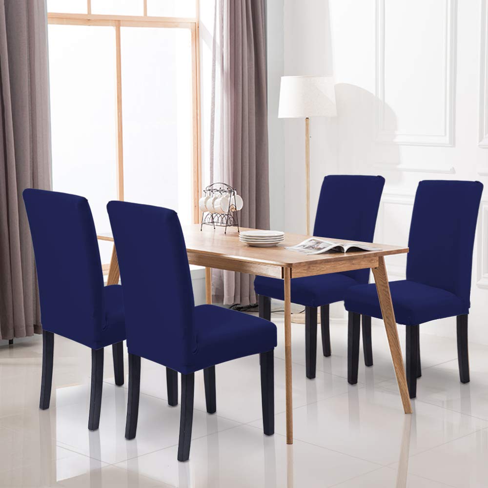 SaintderG® Coprisedie con schienale 6 pezzi, lavabile Estraibile, molto facile da pulire e resistente, coprisedile, moderna sala da pranzo, hotel, arredamento ristorante (Blu navy, 6 pezzi)