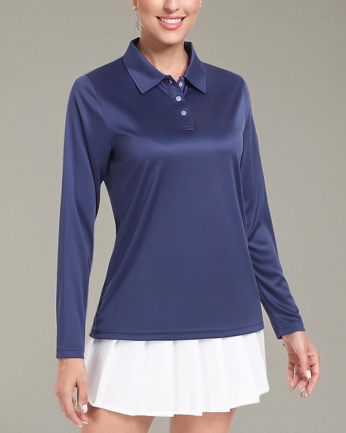 Ullnoy Lightweight Golf Shirts for Women Moisture Wicking Long Sleeve Polo Shirt Women Quick Dry Activewear Golf Tops Pack - Image 6