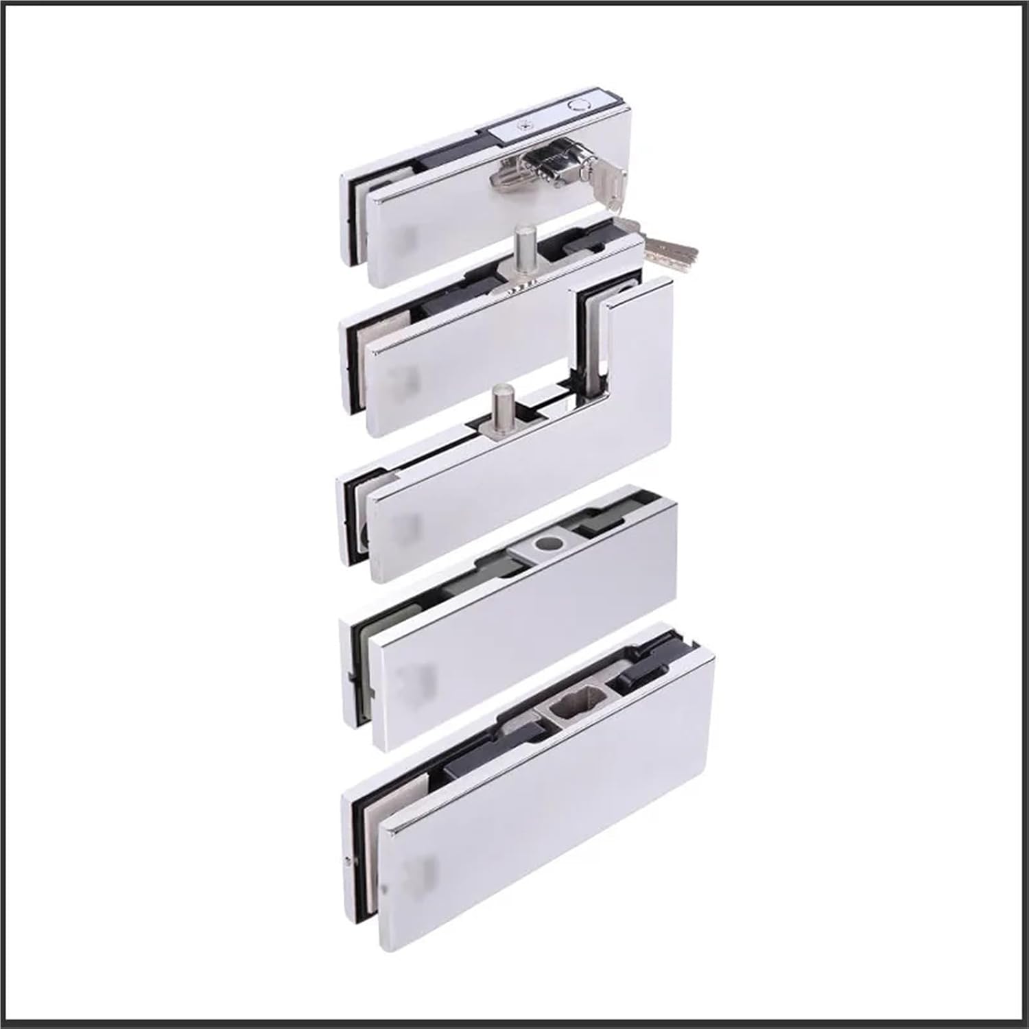 1PCS Glass Door Clamp Indoor And Outdoor Universal Ground Spring Accessories Upper And Lower Door Clamp Top Shaft Piece 8-12mm(Lock clip 1pcs)