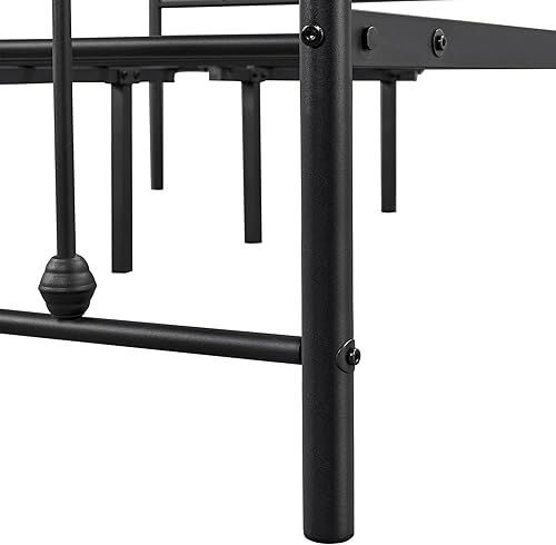 Miniatura 9 de Topeakmart Marco de cama de metal de estilo victoriano tamaño individual con cabecero, base de colchón, no necesita somier, almacenamiento debajo de