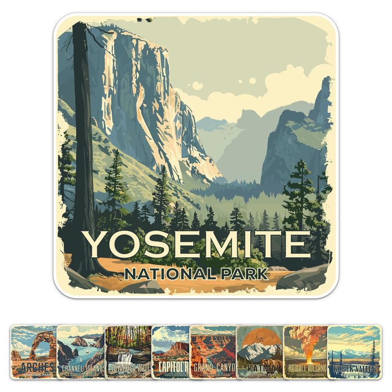Generic Vintage Yosemite National Park Sticker - Waterproof Durable Adhesive UV-Resistant Vinyl Decal for Car Bumper, Laptop, Water Bottle, Wall, and