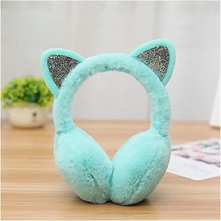 KAYLRE Orejeras de Invierno Niña Invierno Gato Orejeras Piel cálida Mujer oído Protege Lindo Faux Suave Suave Auricular esponjado Gorras de Invierno con Orejeras (Color : Green)