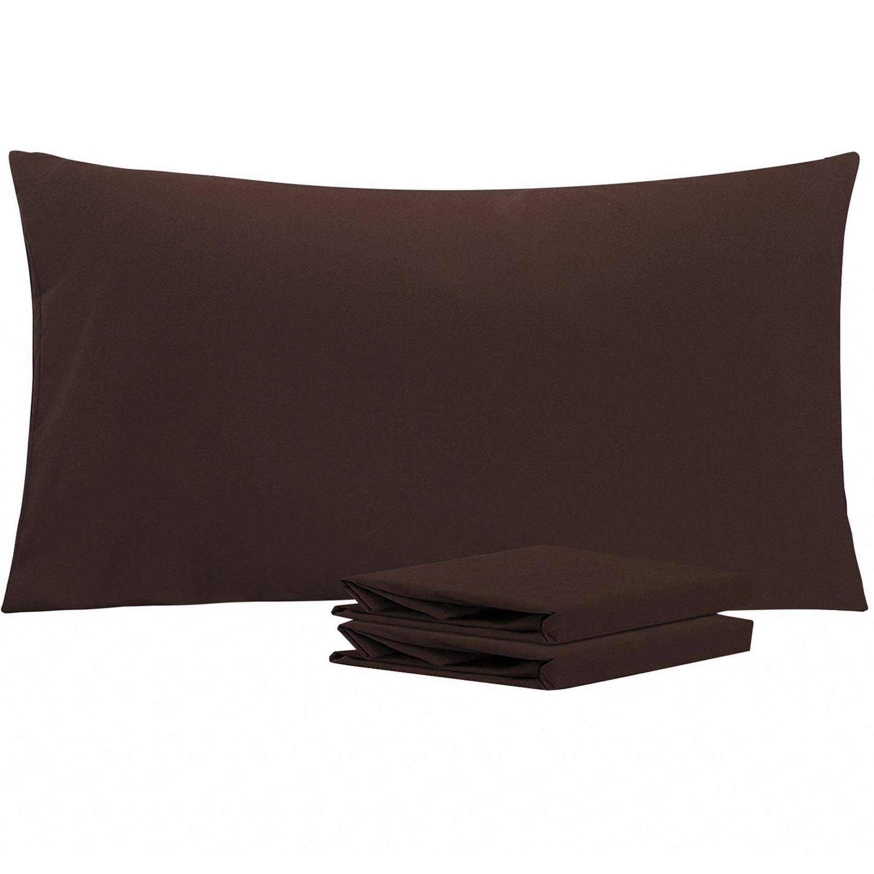 NTBAY California King Microfiber Pillowcases, 2 Pack, 20 x 40, Dark Brown | Soft Brushed Microfiber with Envelope Closure, Set of 2 California King 20 x 40 Inch Pillowcases, Pillow Inserts Not Included