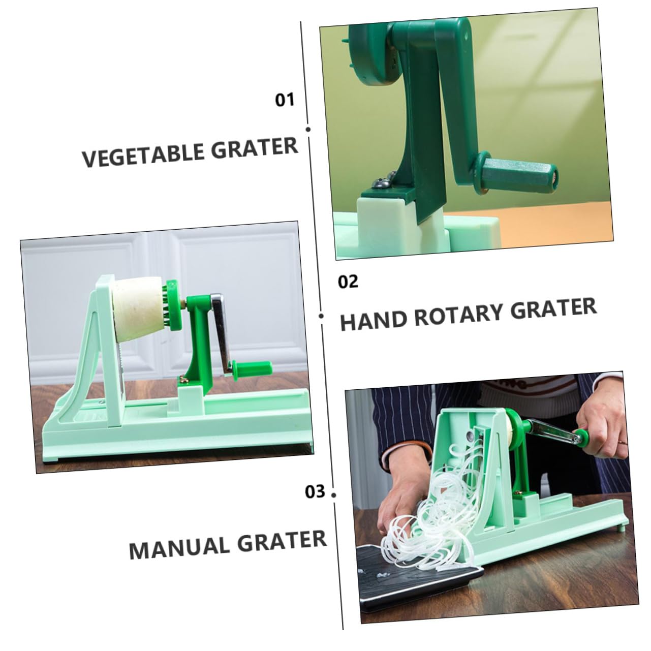 Zerodeko Rallador De Verduras Multifuncional Hogar De Plástico Manual Para Cocina y Preparación De Comidas Función De Rallar y Cortar